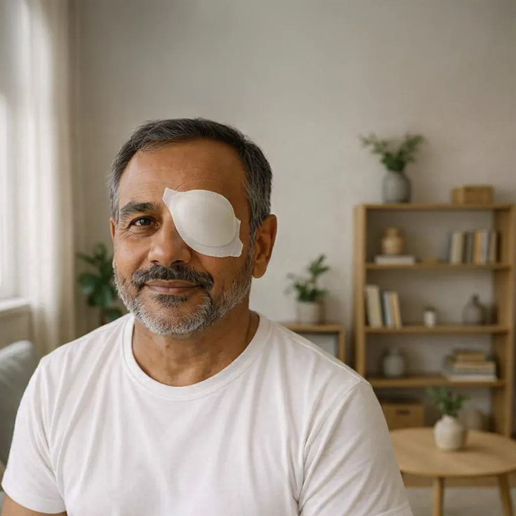 Patient Recovering After Cataract Surgery at A B Eye Institute