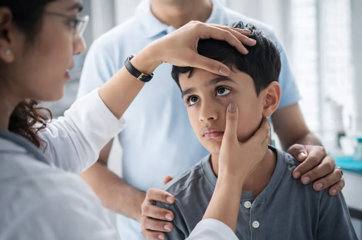 Paediatric Eye Specialist Examining Child at A B Eye Institute Patna